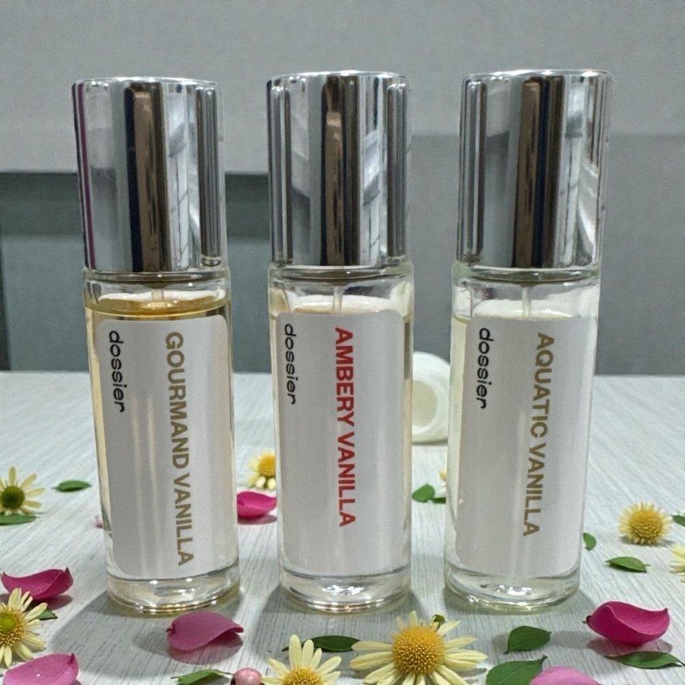 Dossier Vanilla Trio Set | Gourmand, Ambery & Aquatic Vanilla Travel Sprays